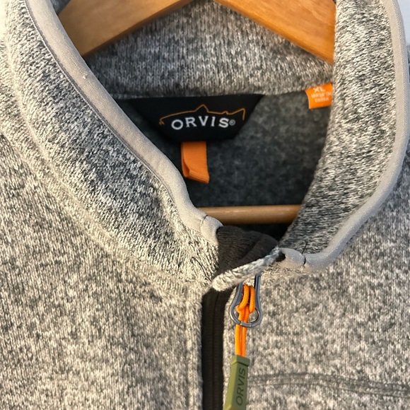 Mens Orvis Sweater Fleece Vest Grey Full Zip Outdoors Size XL - Picture 2 of 8